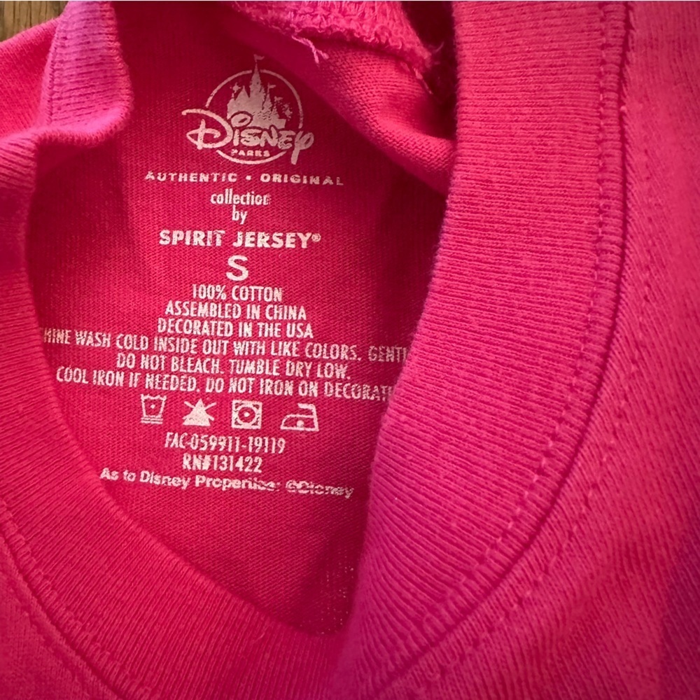 Disney Parks Hot Pink Silver Spirit Jersey size small long sleeve cotton fan - Picture 4 of 6